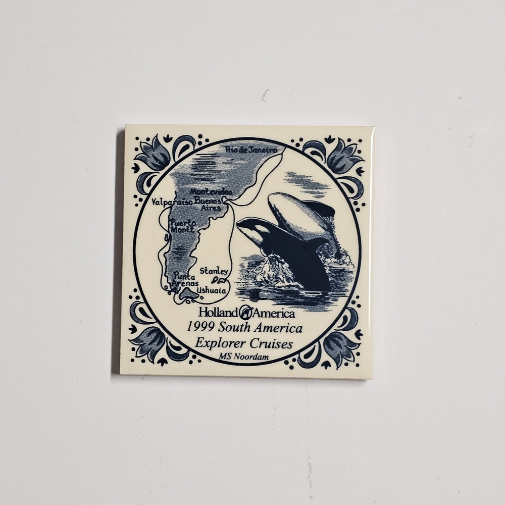 Ceramic Art Tile Holland America 1999 South America Explorer Cruises MS Noordam